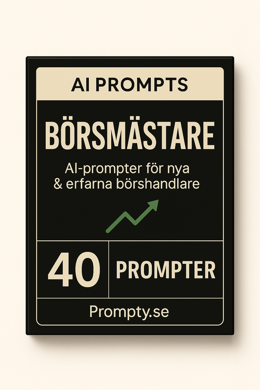 Produktbild för Börsmästare - 40  AI Prompter för nya & erfarna börshandlare – Digitalt AI-promptpaket i PDF-format från Prompty.se